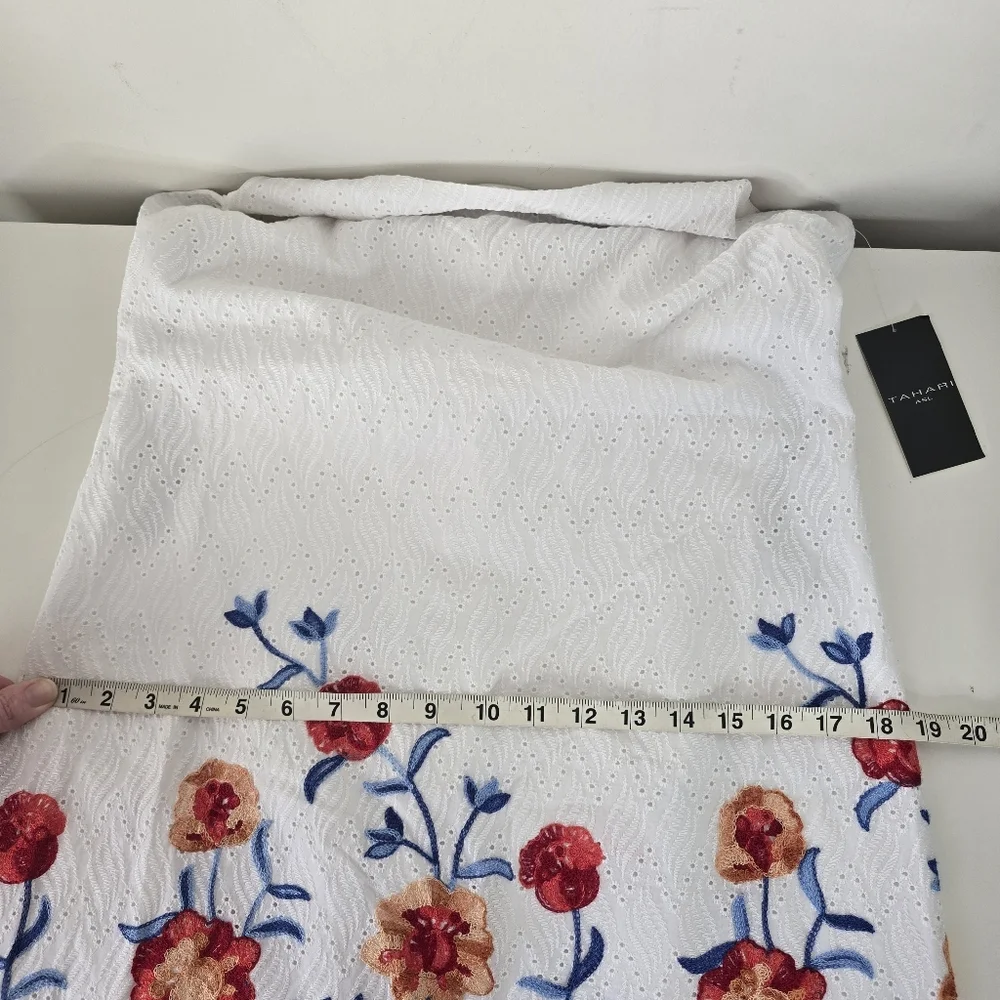 NWT Tahari ASL Floral Embroidered Trapeze Dress Size 6 Ivory Multi Square Neck - Picture 12 of 15